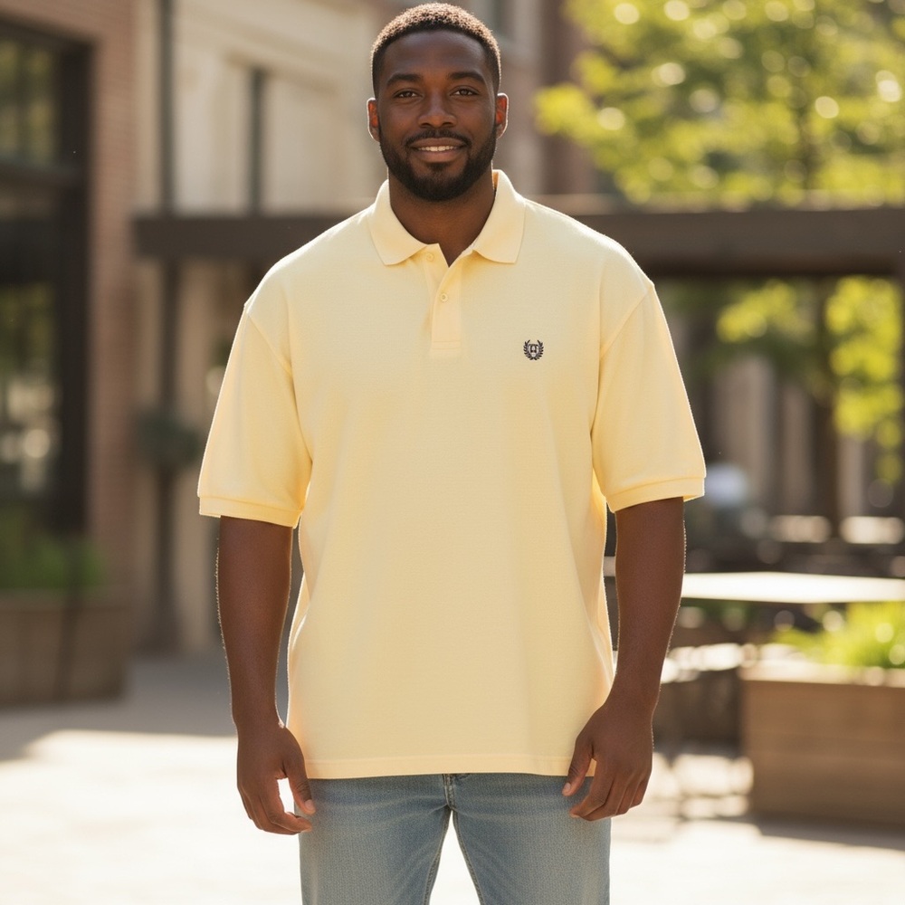 NWT CHAPS • Men’s Big & Tall‎ Yellow Pique Polo • Classic Fit • Embroidered Logo